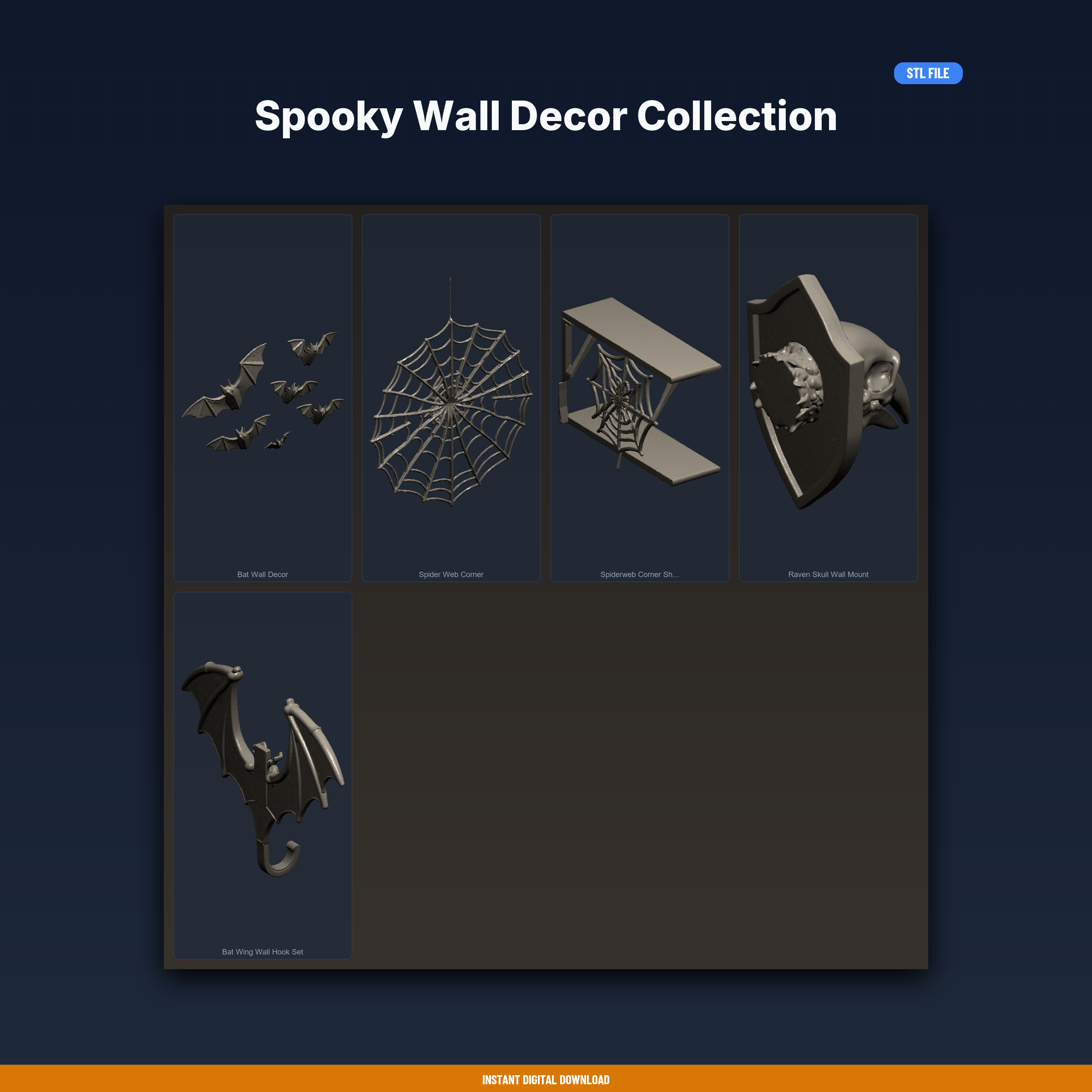 Spooky Wall Decor Collection - 5-Model STL Bundle