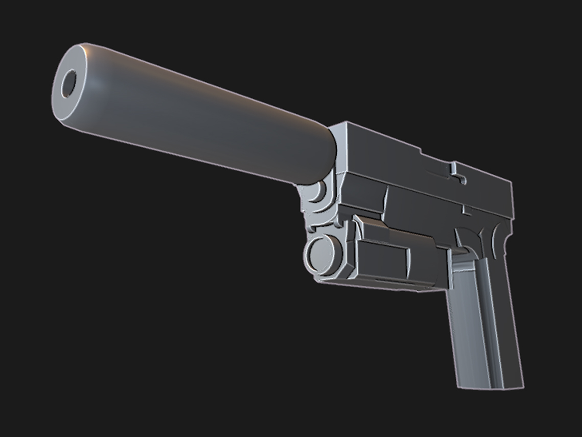 Supportless silenced gun for DUMMY 13