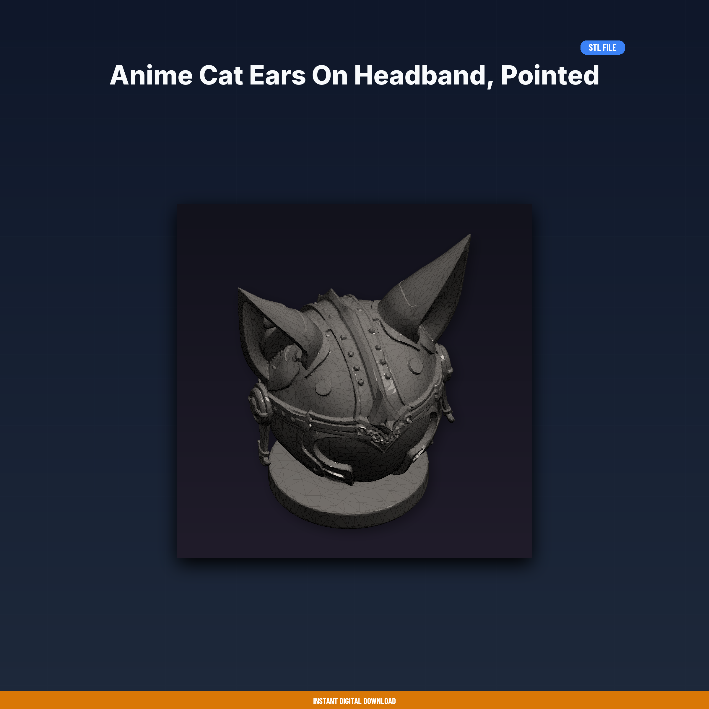 Anime Cat Ears On Headband, Pointed Ears, Kawaii Style, - 3D Printable STL File