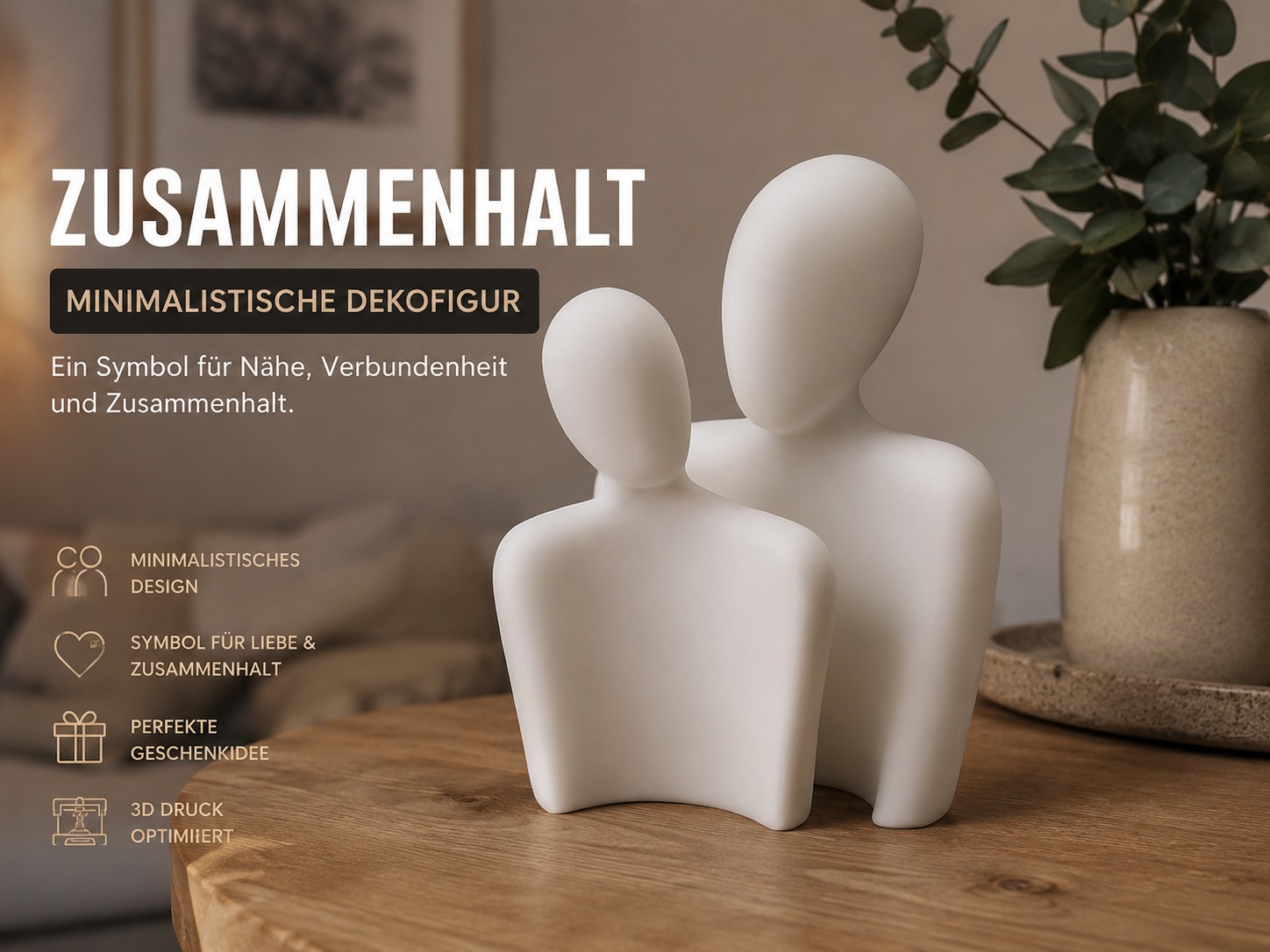 Zusammenhalt – Minimalistische Zwei-Personen Dekofigur