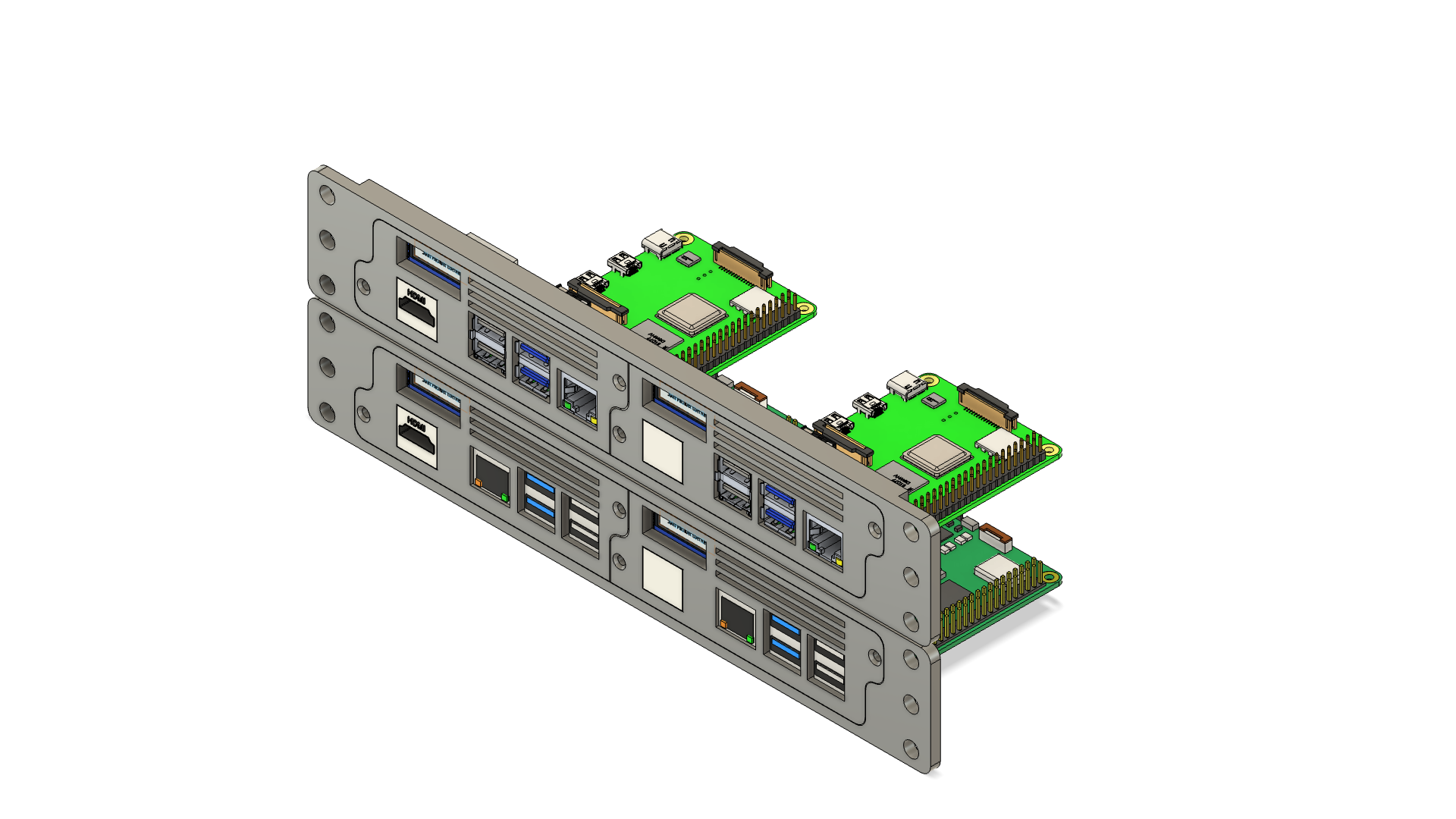 10' Server Rack Panel - 1U - 2P - RPI 3/4/5 - WaveShare 0.91' - Keystone