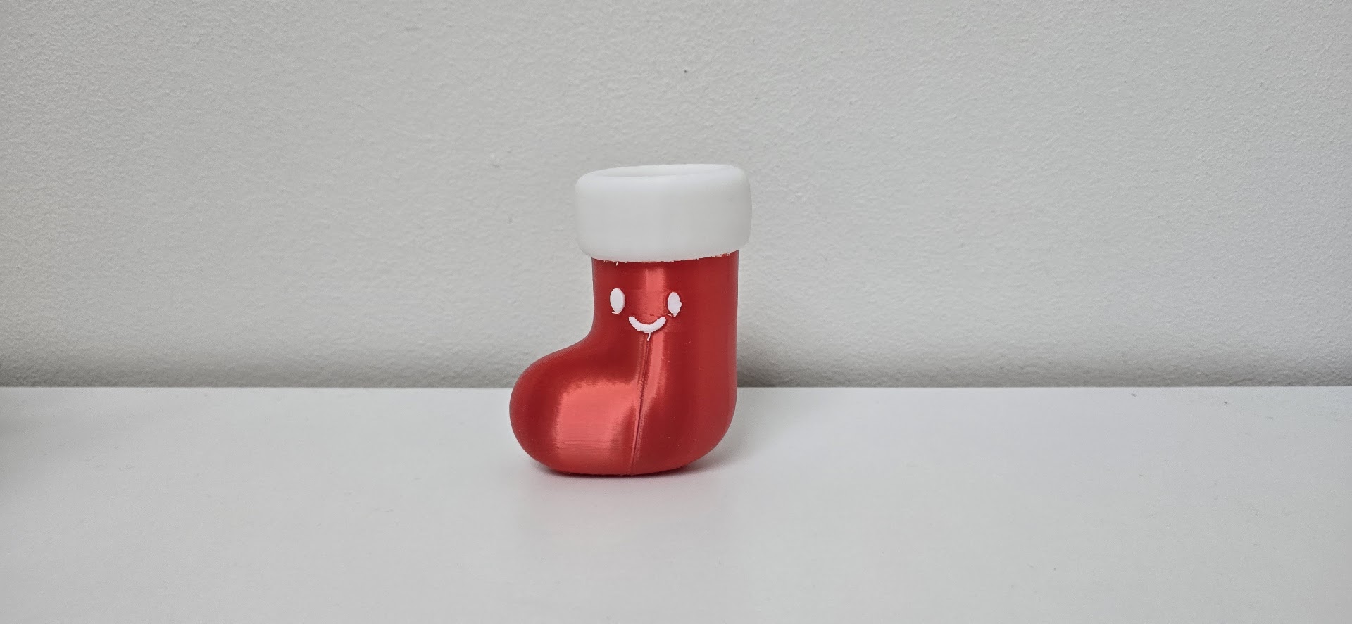 Cute Smiling Christmas Stocking Figurine