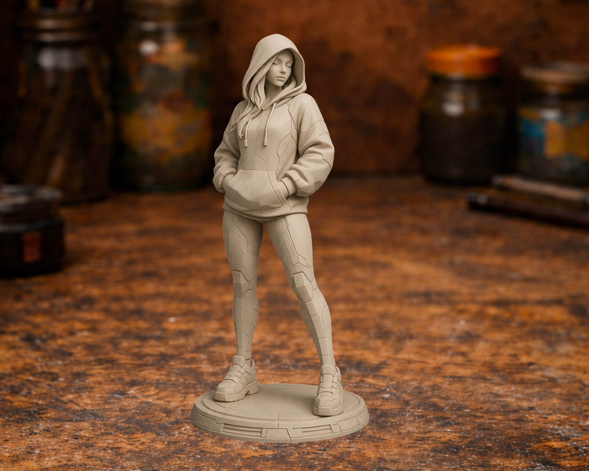 Girl in Hoodie – Casual Female Figure 3D model