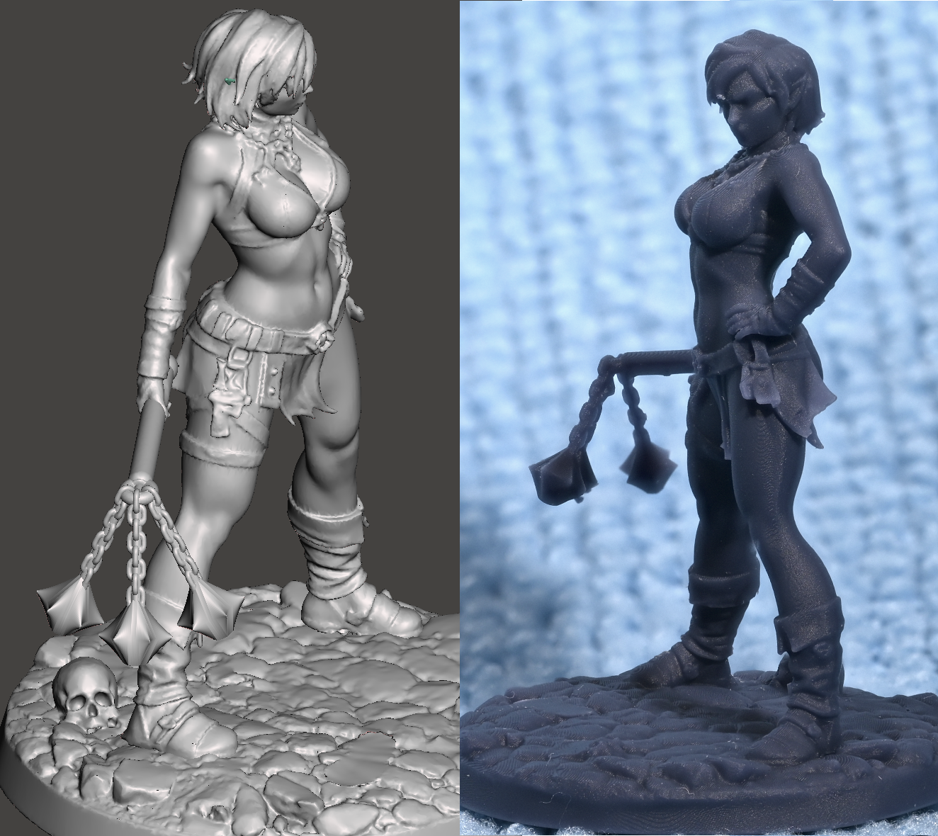 Female elf or half-elf with military flail [Update]
