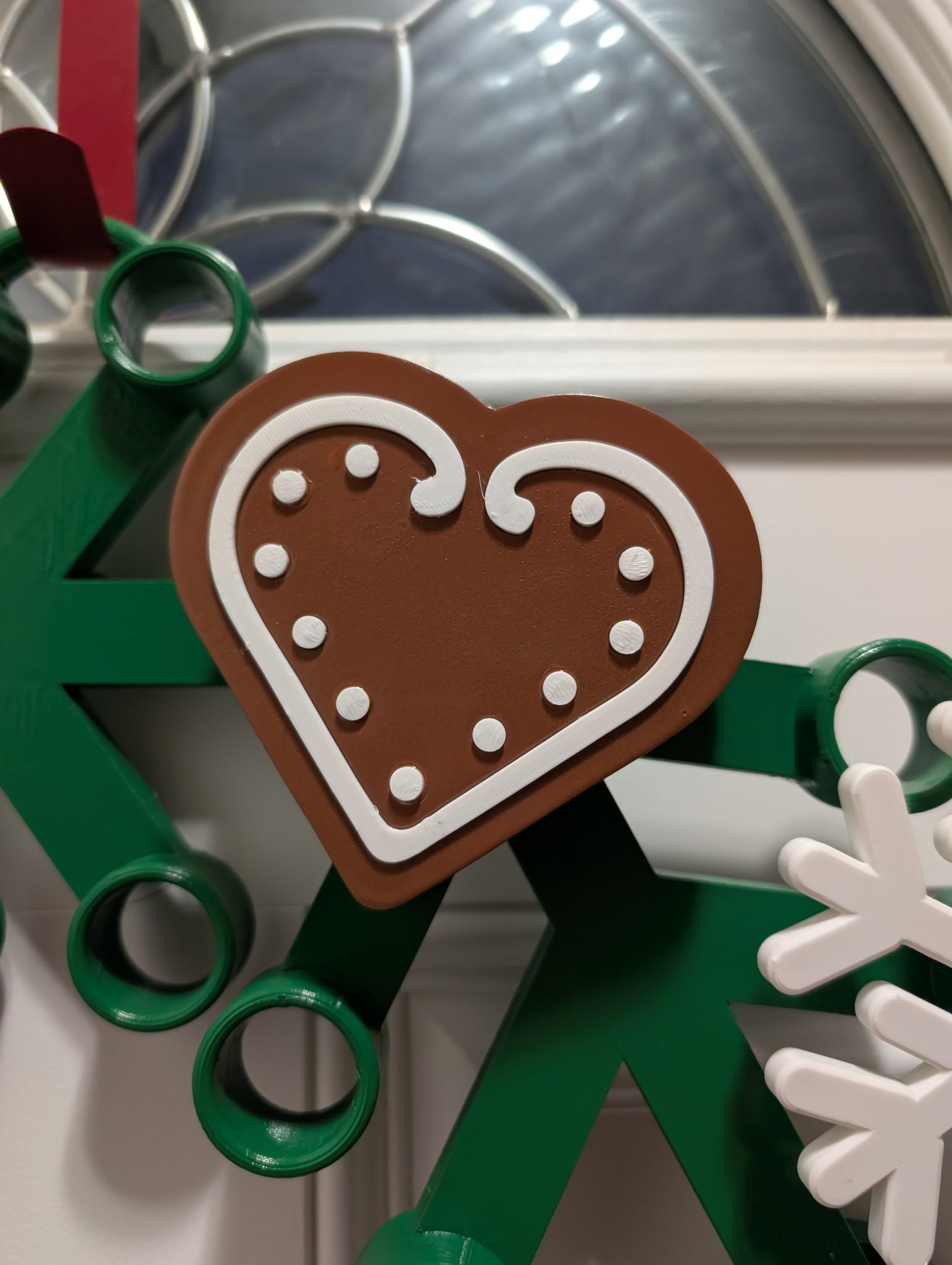 Gingerbread Heart Cookie with White Icing for Giant Lego Wreath