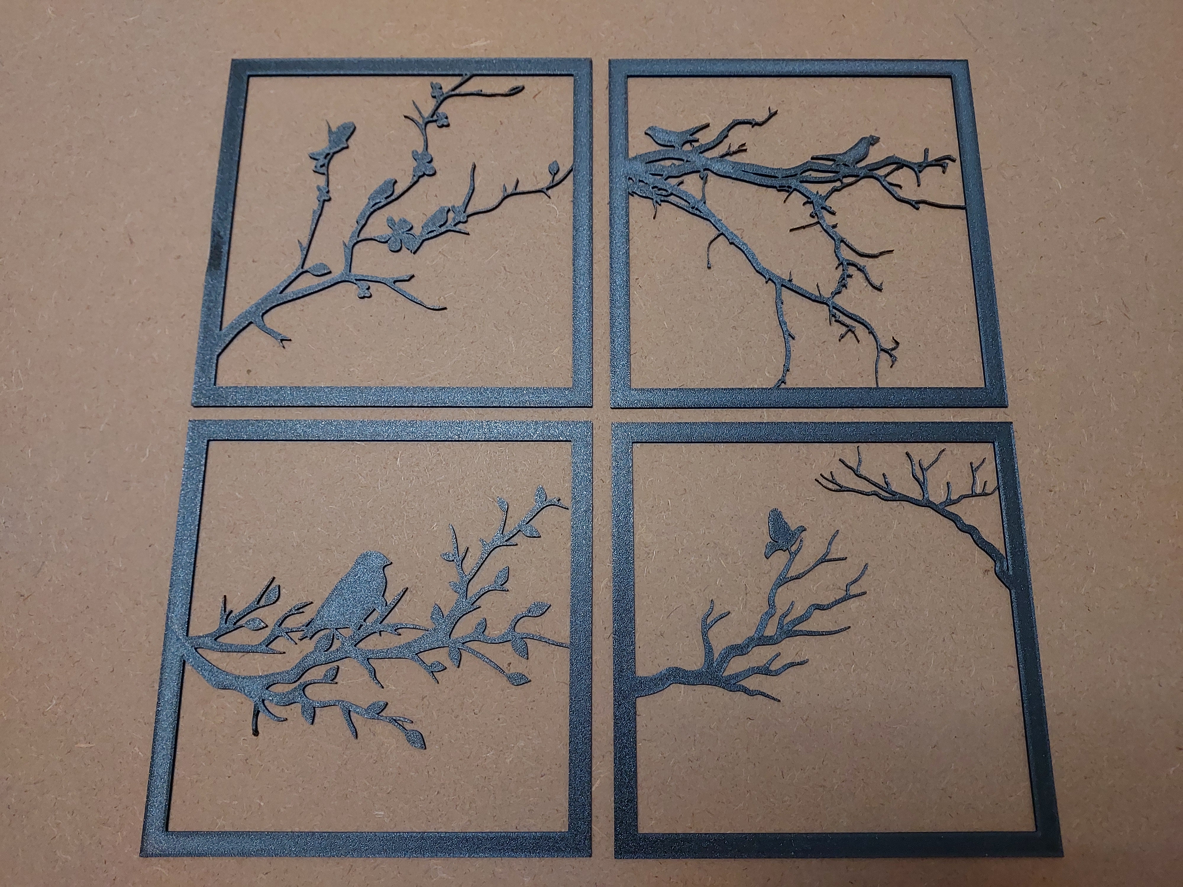 Stillness in the Trees – Layered Bird Wall Art (Set of 4)