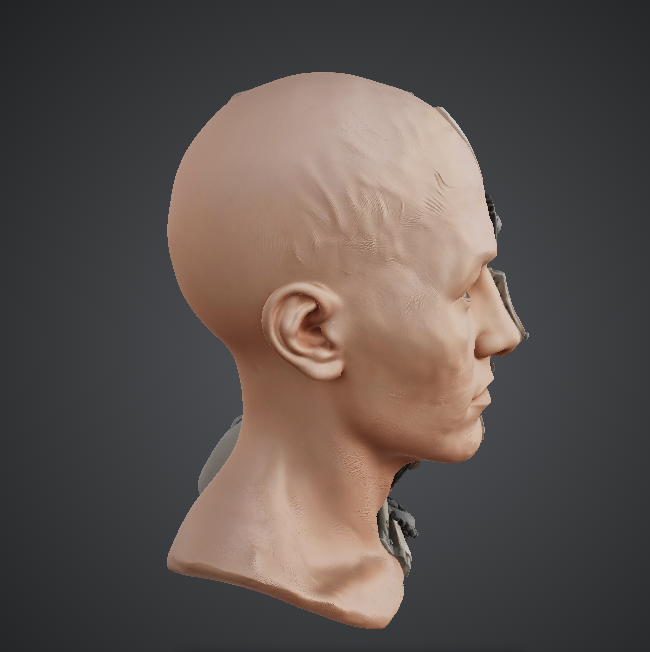 Half Human Half Machine Bust – Cybernetic Split Face Sci-Fi Sculpture — thumbnail 3