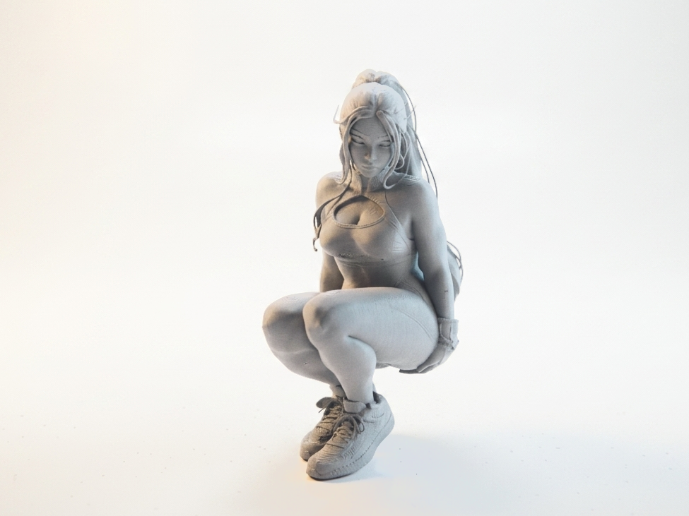 Squatting Lady Figurine Female Character 3D Printable