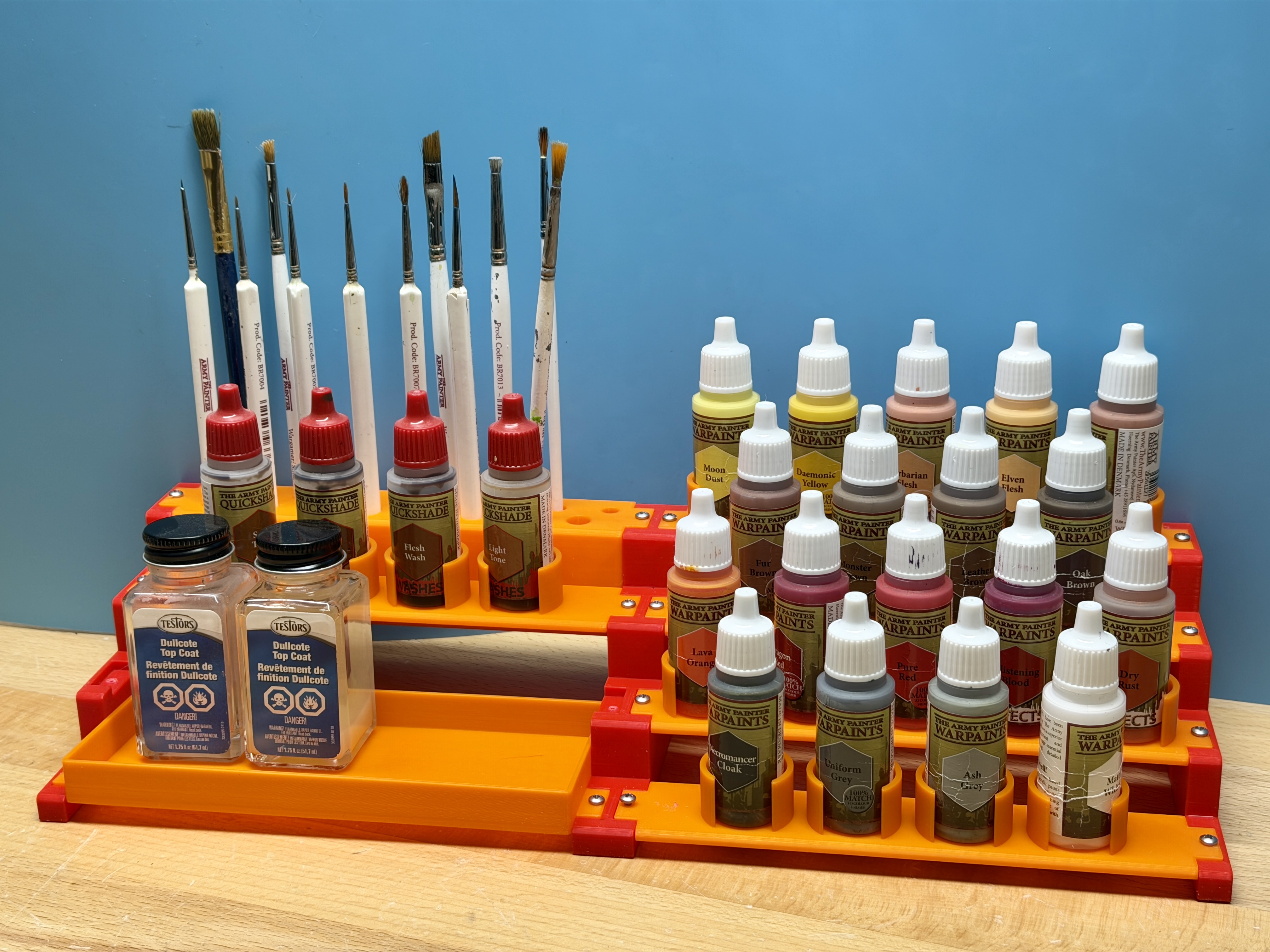 Modular holder/rack for miniature paints and brushes V3
