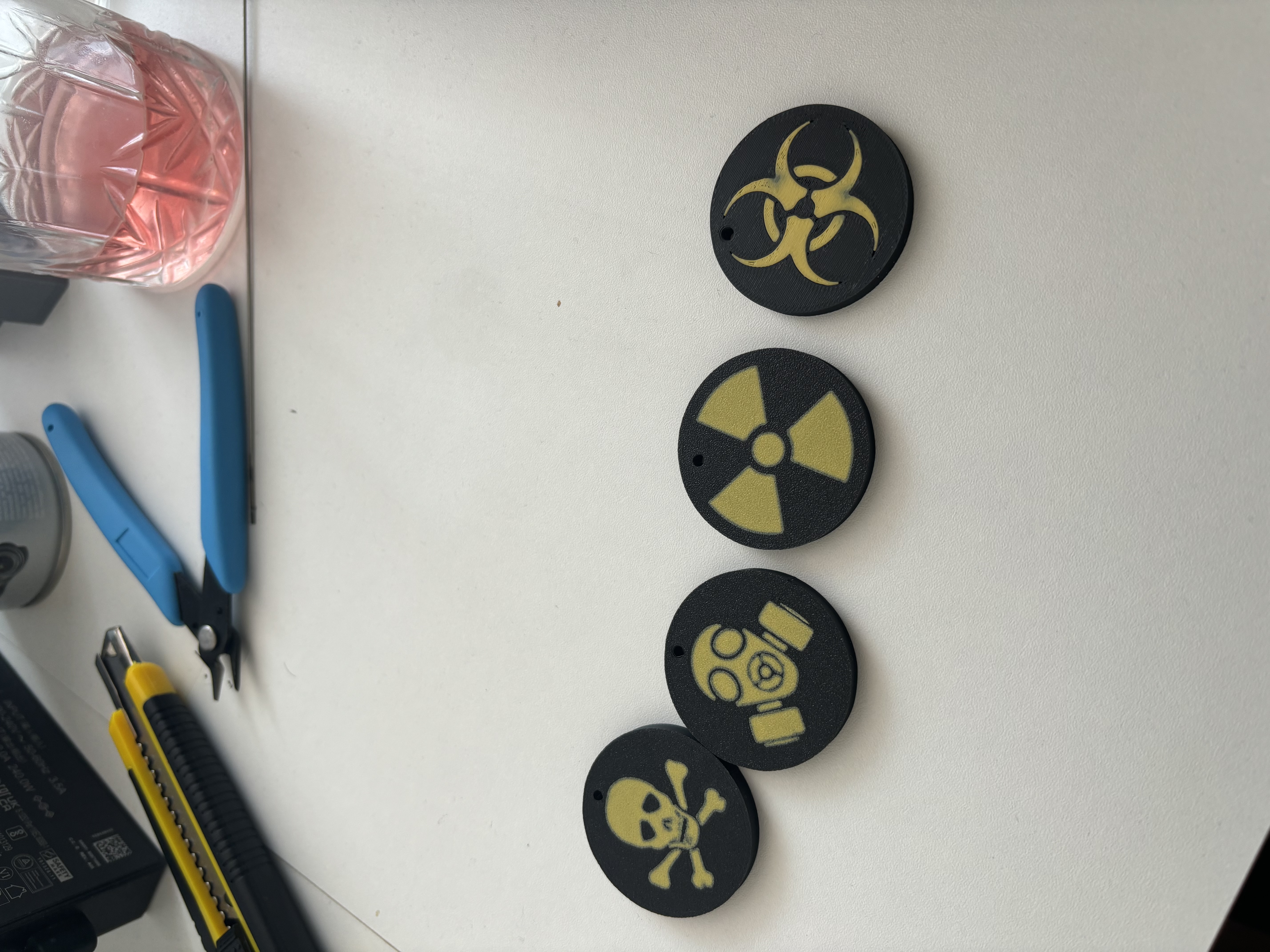 Warning Symbol Keychain Set