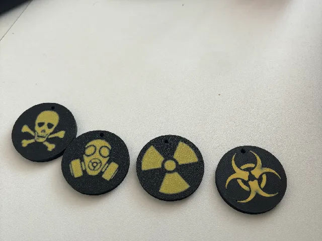 Warning Symbol Keychain Set