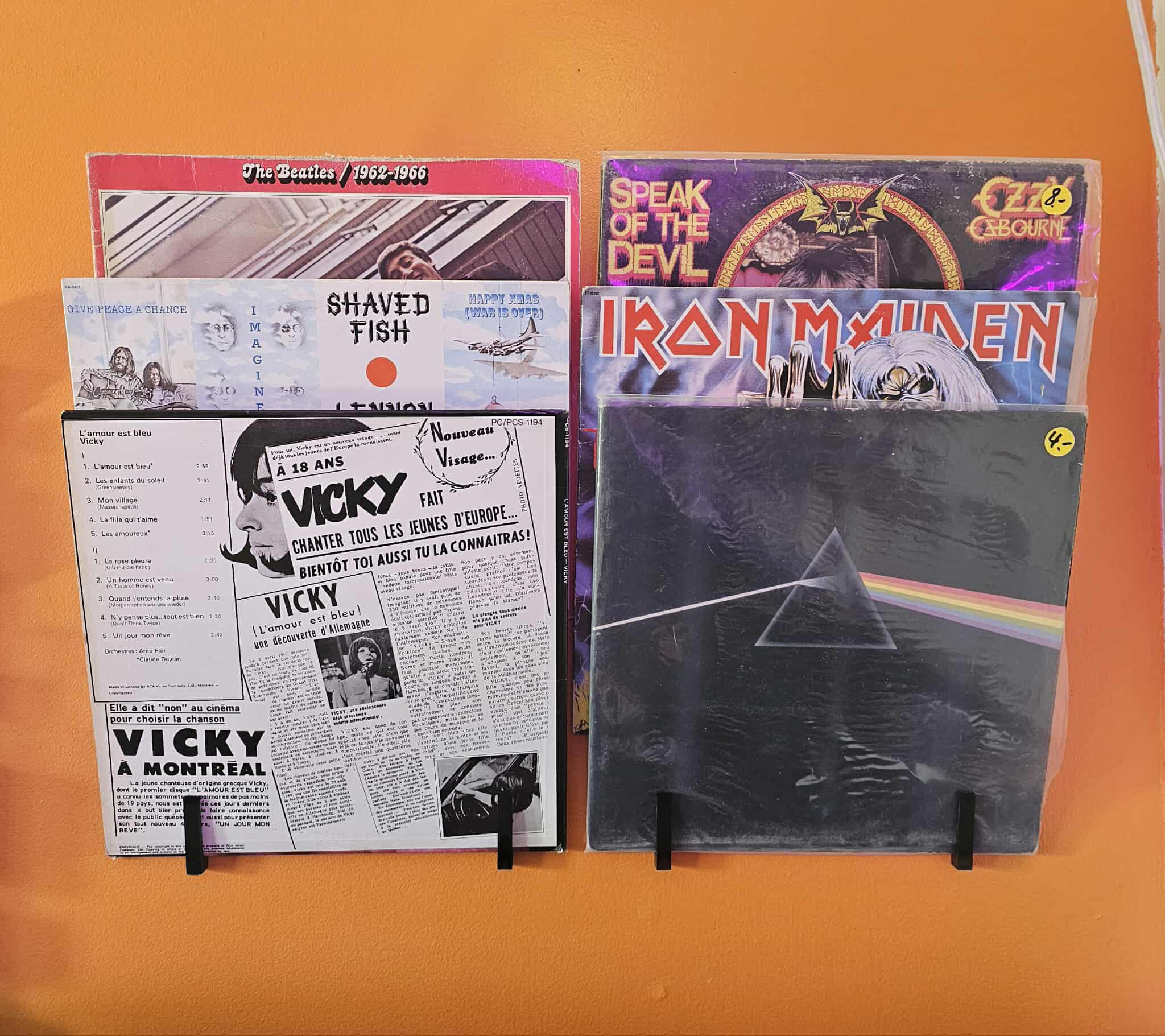 Vinyl holder/hanger with hidden screw holes (2 or 3 vinyls)