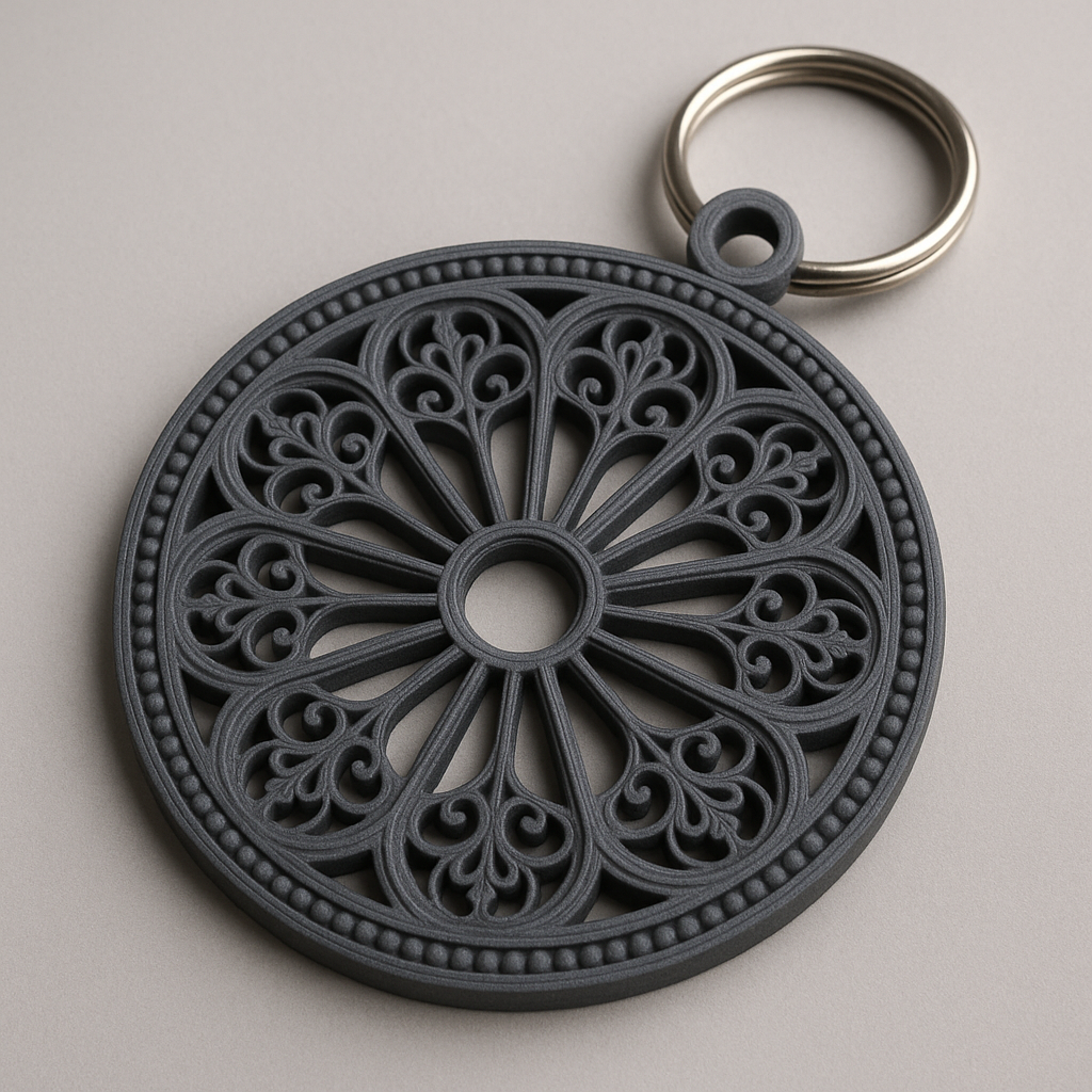 Gothic Rose Window Keychain