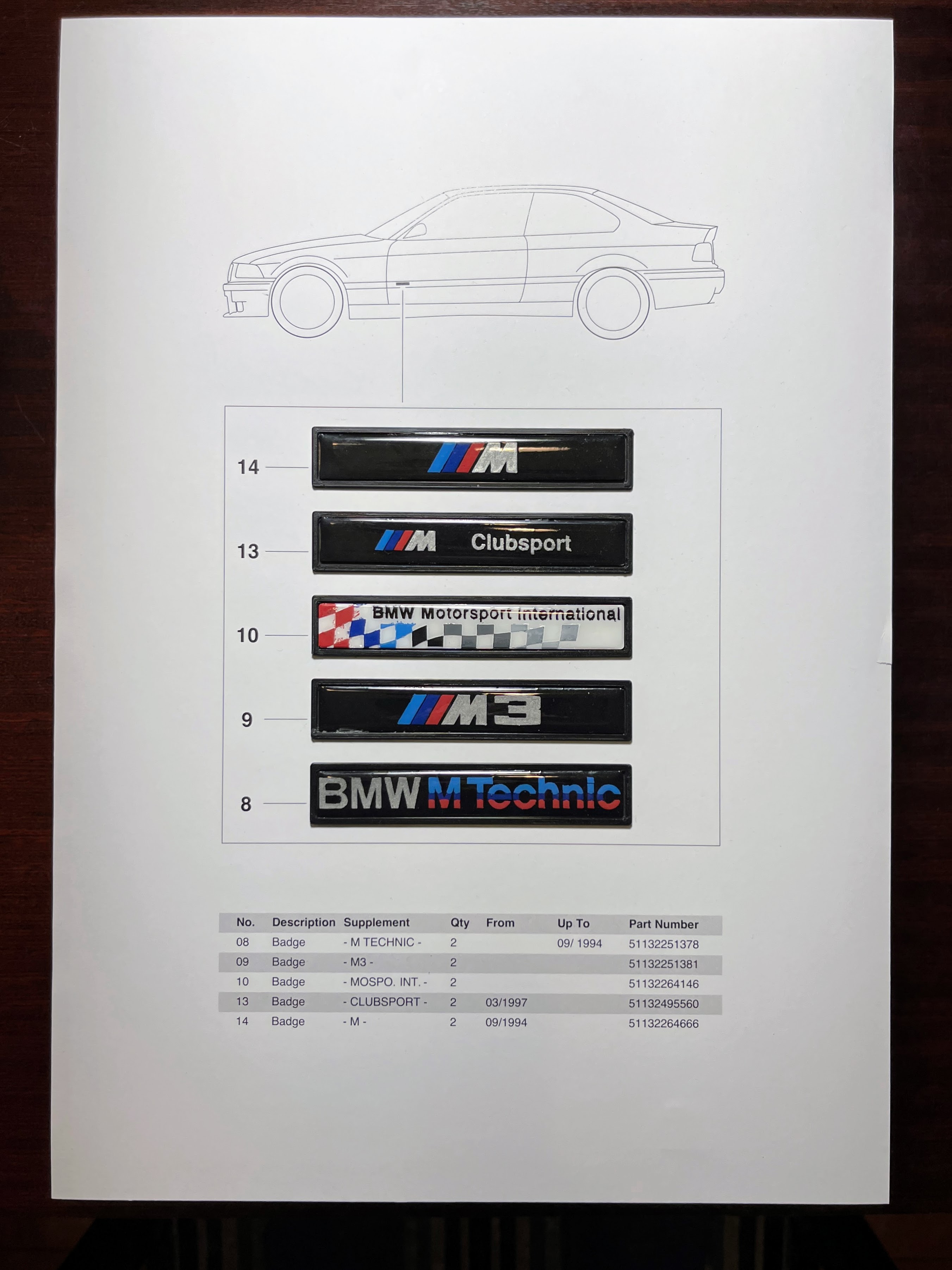e36 M molding badges