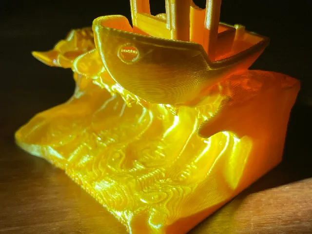 Benchy riding wave