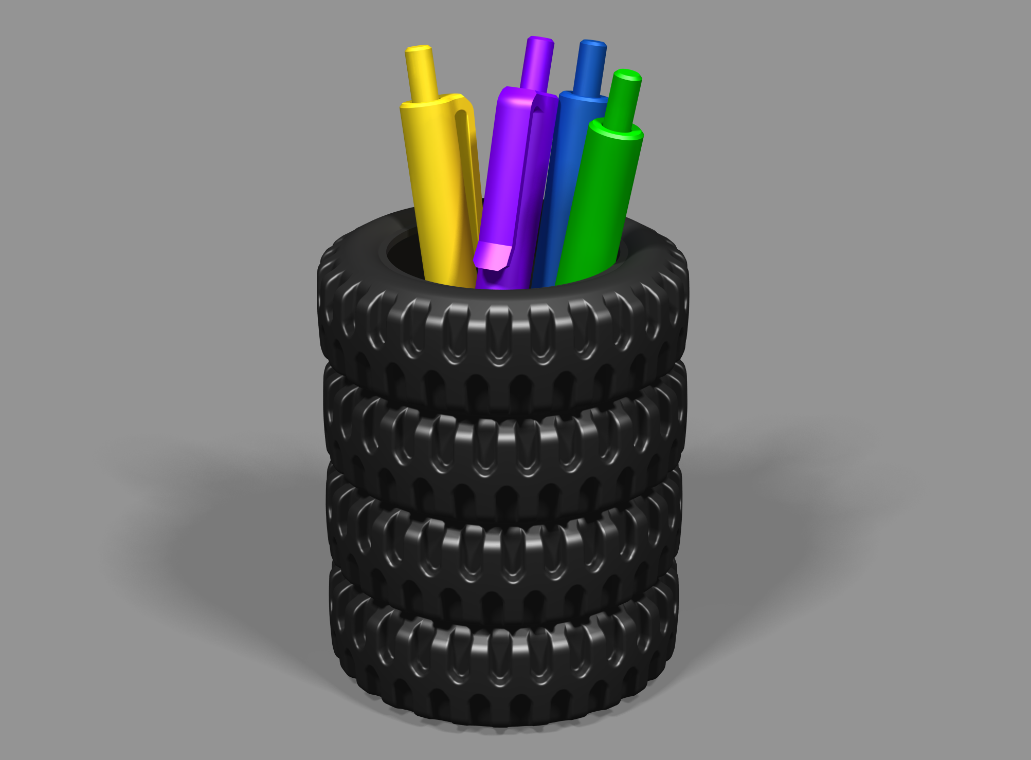Off-road tire stack pen cup