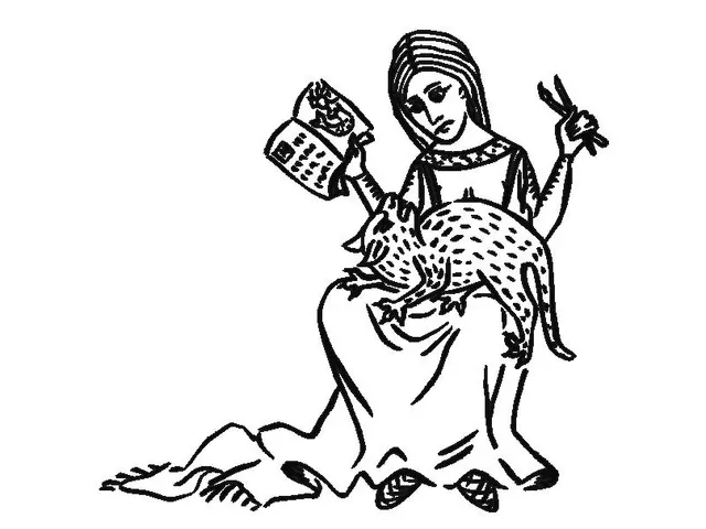 Frau mit Katze - Woman And Cat - printed drawing