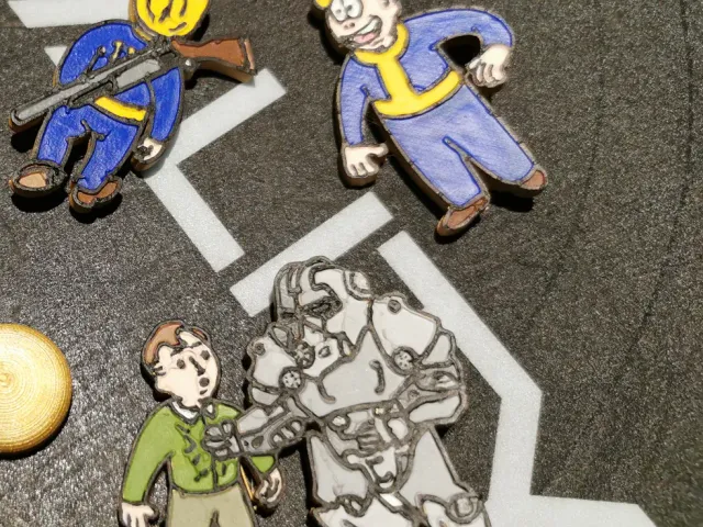 Fallout 4 Perk Pins with mount for Safety Pin