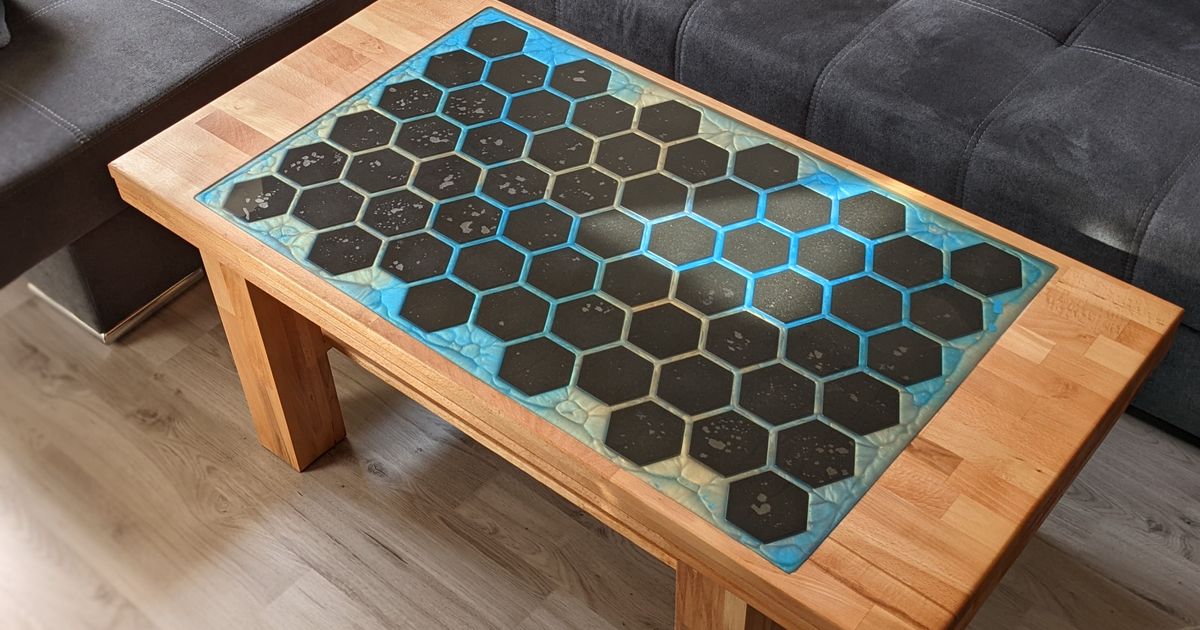 Hexagon LED coffee table by Mazls92, Download free STL model