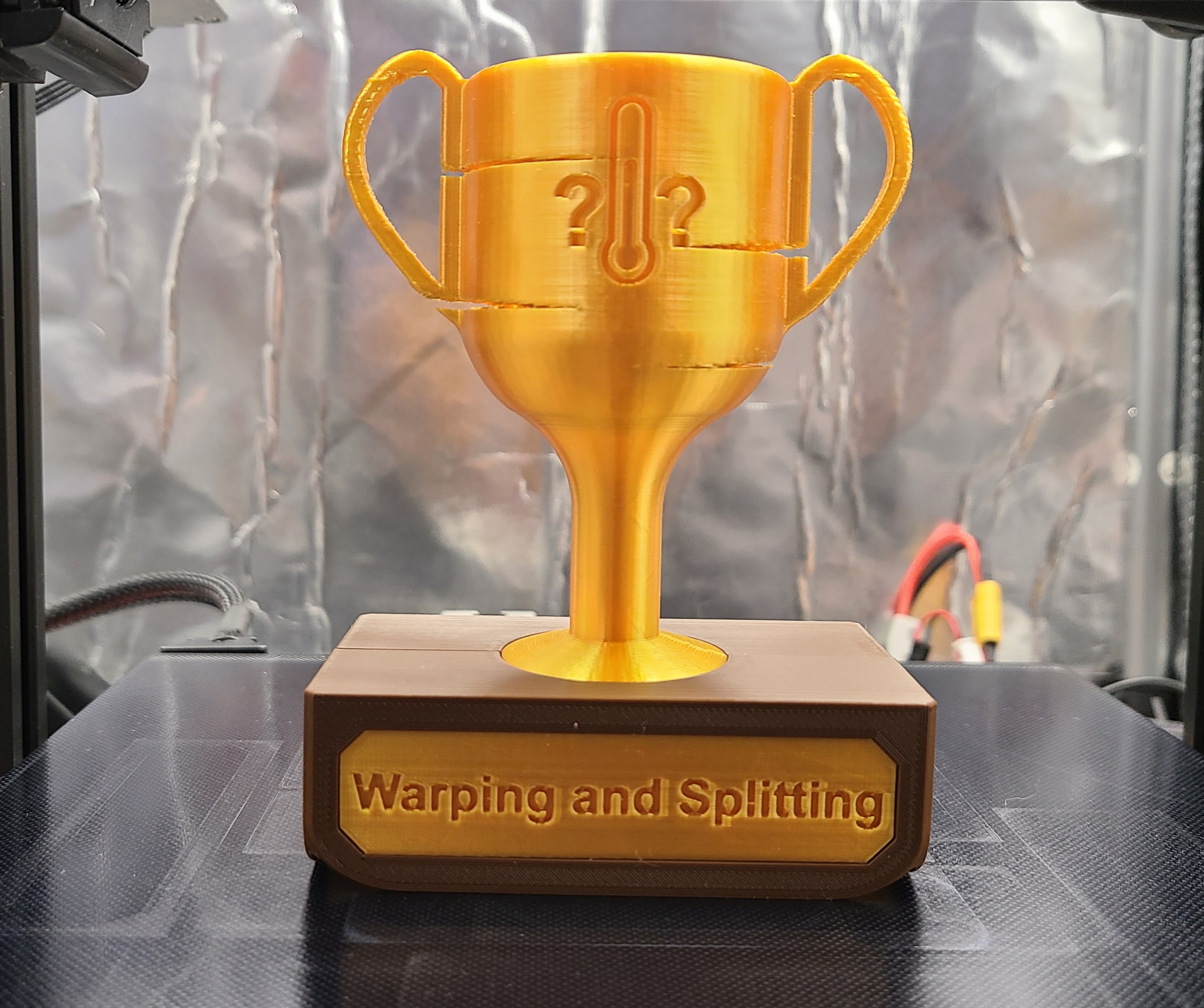 3D Printing Trophy: Warping and Splitting