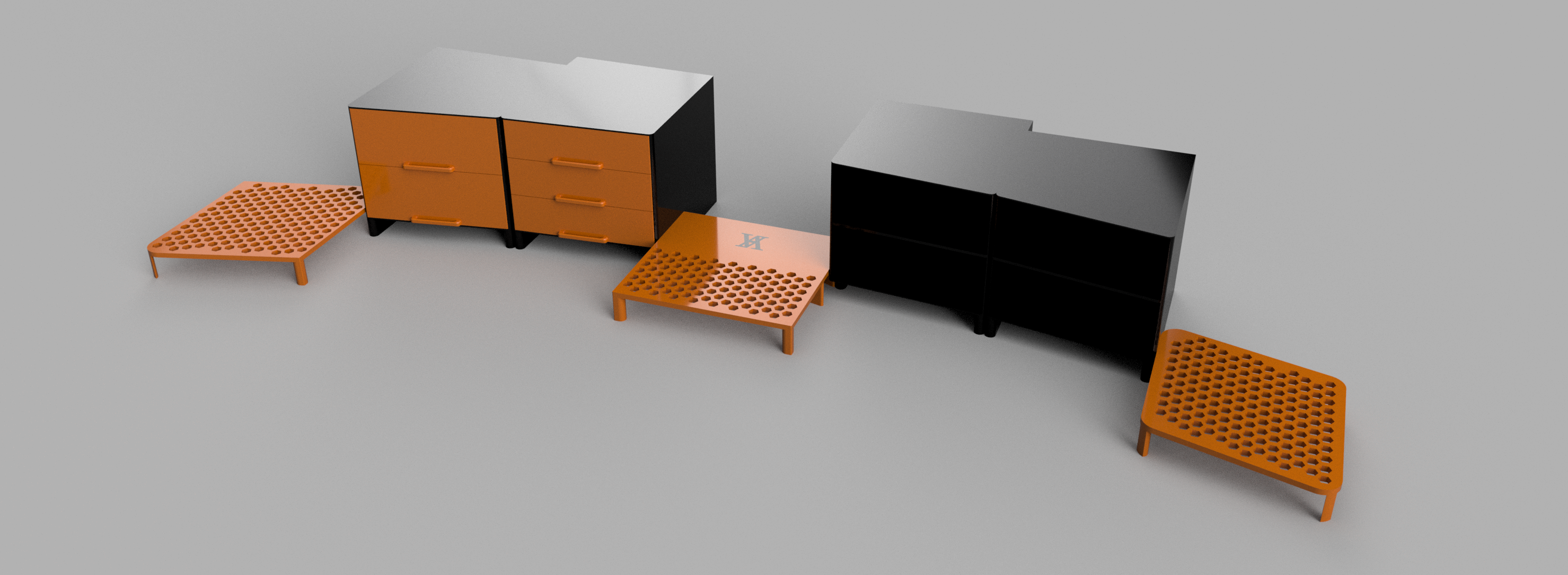 Desktop Drawers interlockable with Samsung CHG90 49" Monitor legs