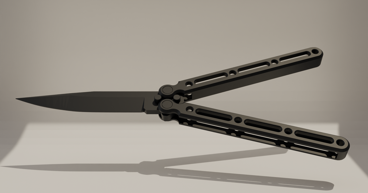 Black Rose Butterfly Knife by NinjaSon, Download free STL model