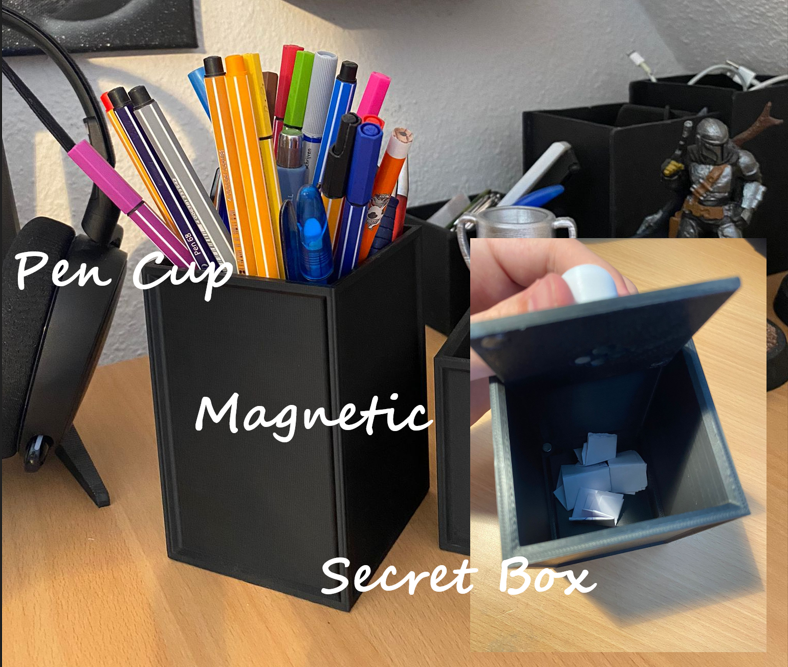 Pen Cup with Magnetic Secret Case