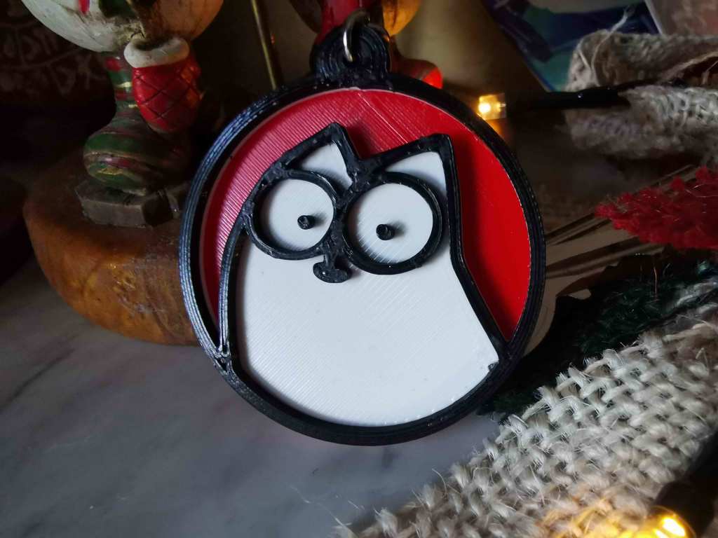 Miniatura 3 do modelo 3D Simon's cat Keychain Red Background
