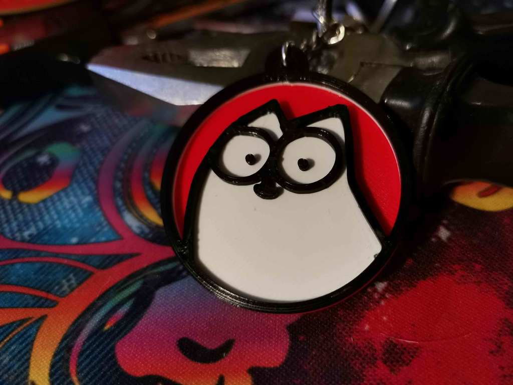 Miniatura 6 do modelo 3D Simon's cat Keychain Red Background
