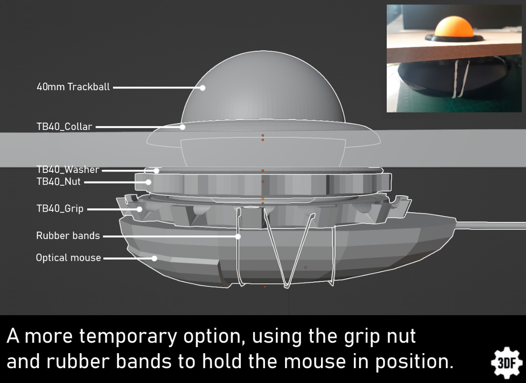 40mm Arcade Trackball Assembly by 3DFreeman Download free STL model
