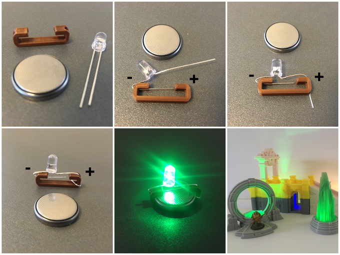 CR2032 LED Clip of Happiness Single LED and cr2032 battery clip