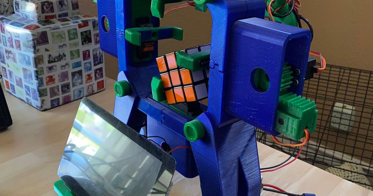 Rubik's Cube Solving Robot Platform by John Fredine Download free STL