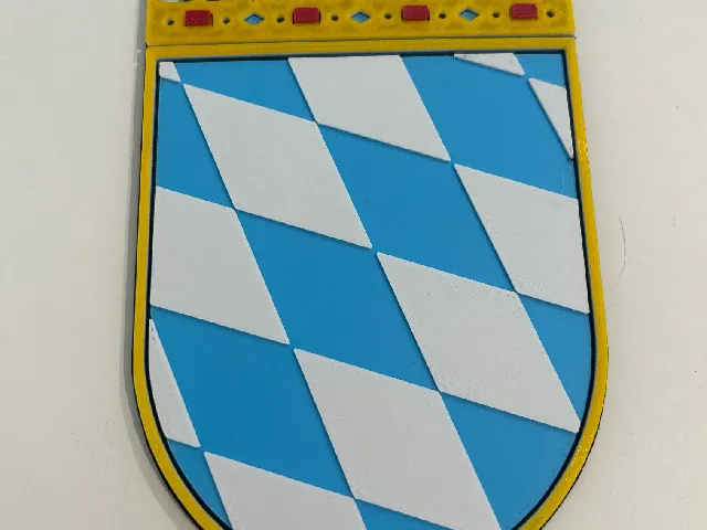 Bavarian coat of arms 3D model with colour/layer changes for single filament printers