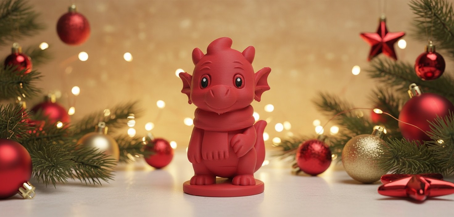 Dragon with Cozy Scarf Holiday Christmas