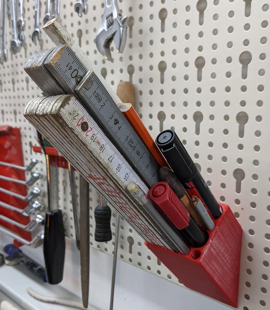 Zollstockhalter Stifthalter für Tegometall Lochwand / folding rule and pen holder for pegboard