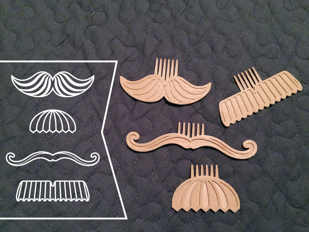 Miniatura 5 do modelo 3D Movember Stache Combs