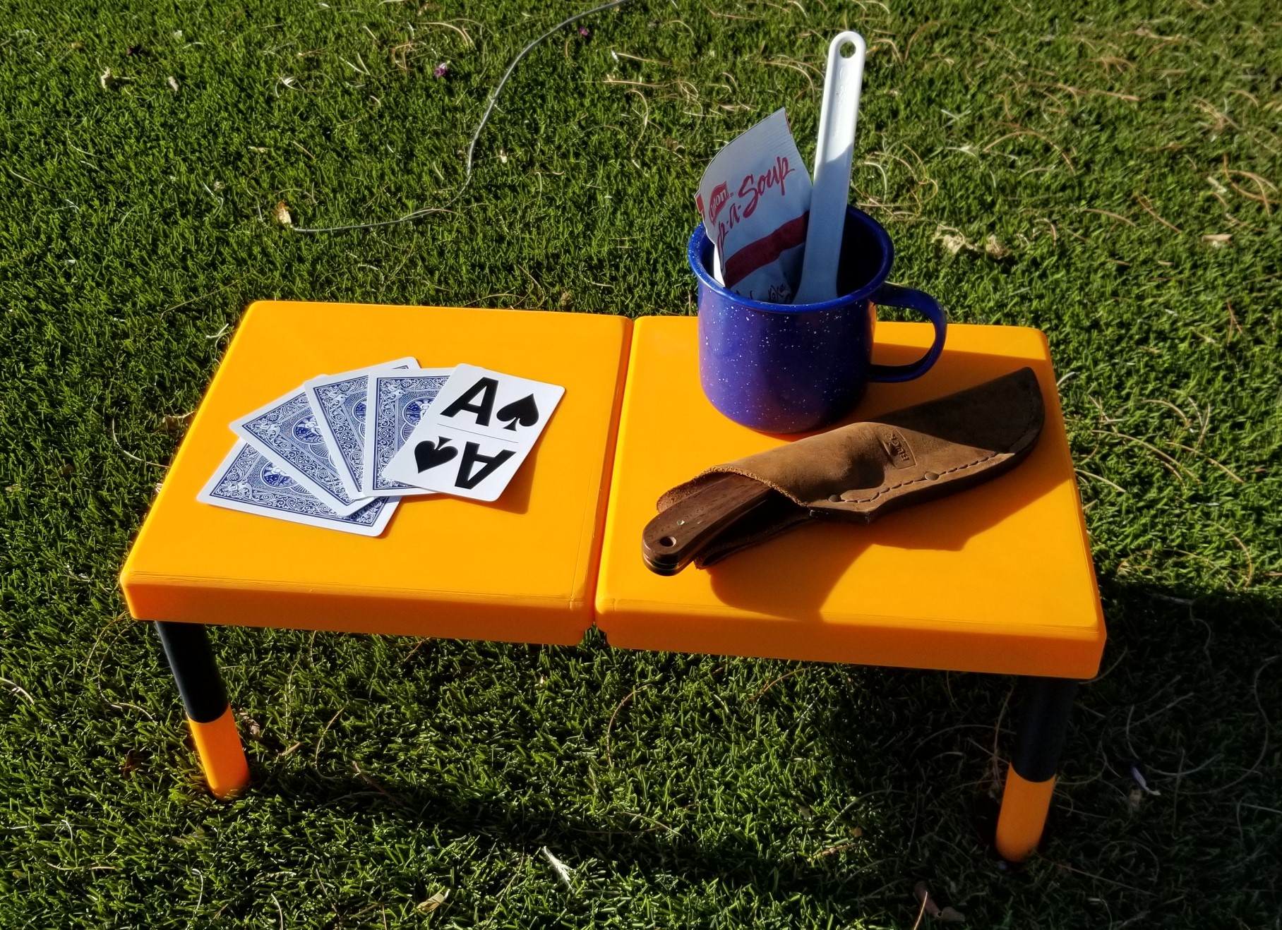 Folding Camp Table with Storage Compartments