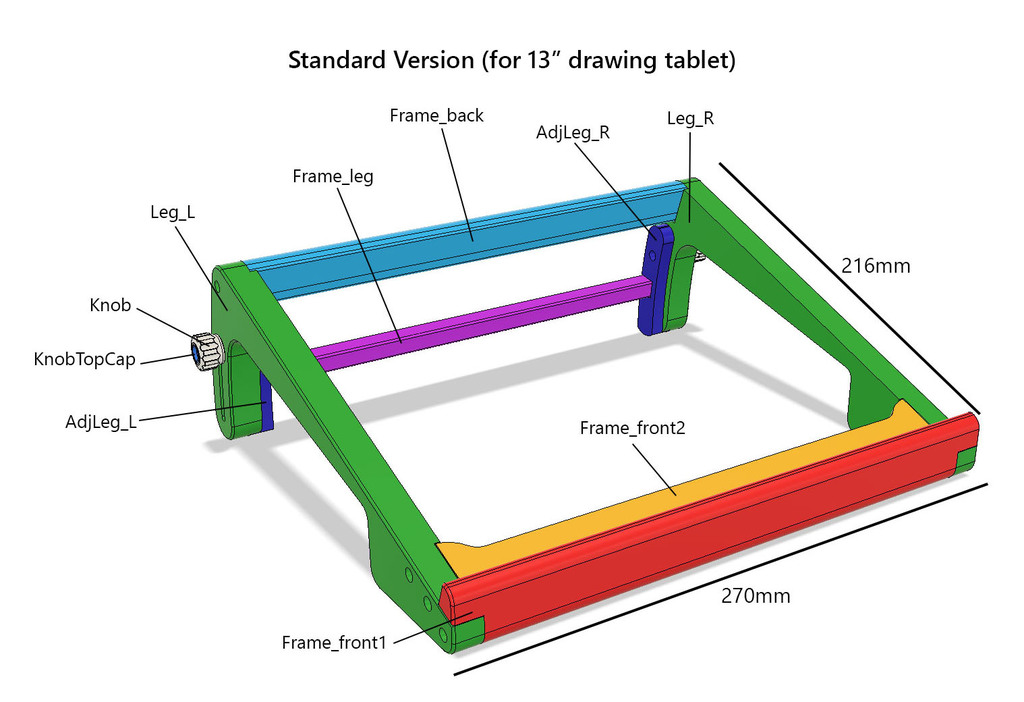 Miniatura 6 do modelo 3D Adjustable Drawing Tablet Stand (Modular)