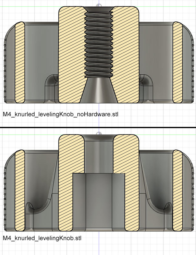 M4 Knurled Bed Leveling Knob for Ender 3 (Parametric Fusion 360) by