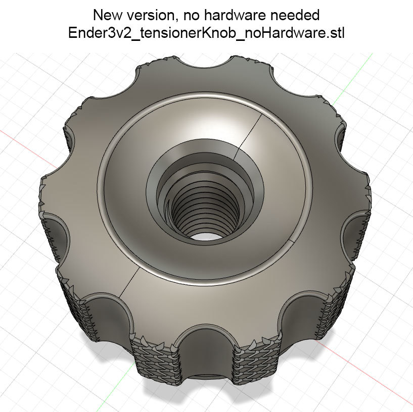 Knurled Ender 3 V2 Belt Tensioner Knob (Parametric Fusion 360) by