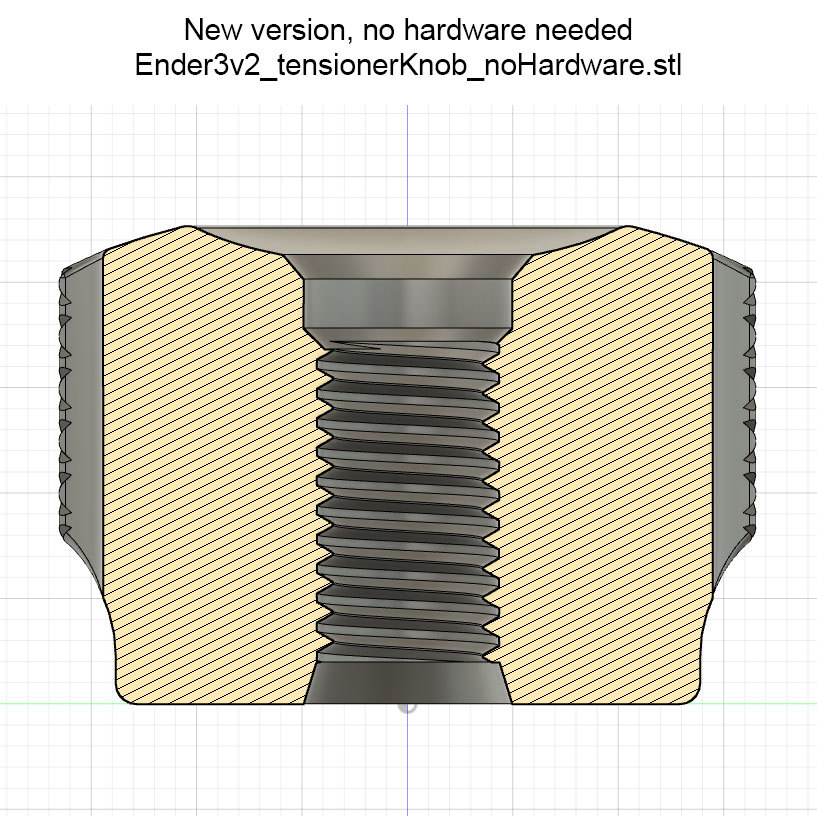 Knurled Ender 3 V2 Belt Tensioner Knob (Parametric Fusion 360) by