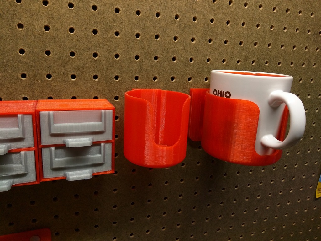 Pegboard mounted coffee cup holder by Nerd Alert 3D Labs Download