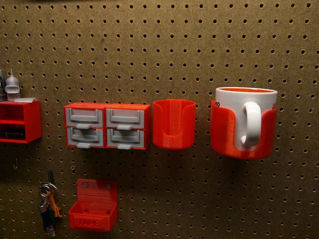 Pegboard mounted coffee cup holder by Nerd Alert 3D Labs Download