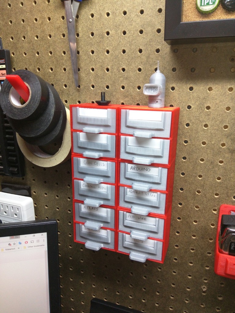 Pegboard 2-drawer parts bin