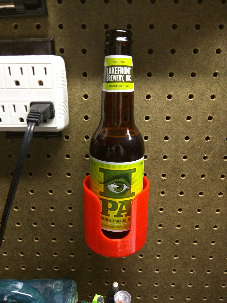 Pegboard mounted beer holder