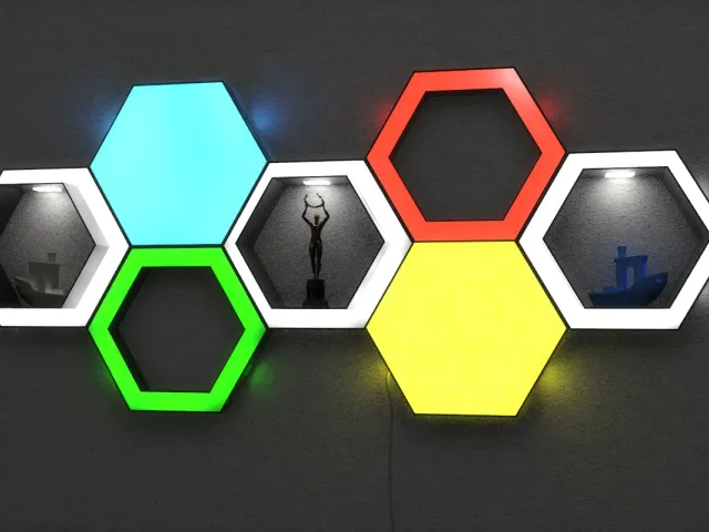 Hexagon LED Panels and Shelfs