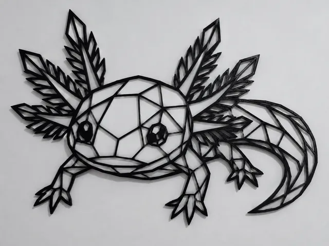 Axolotl Geometric Wire-Frame Wall Art