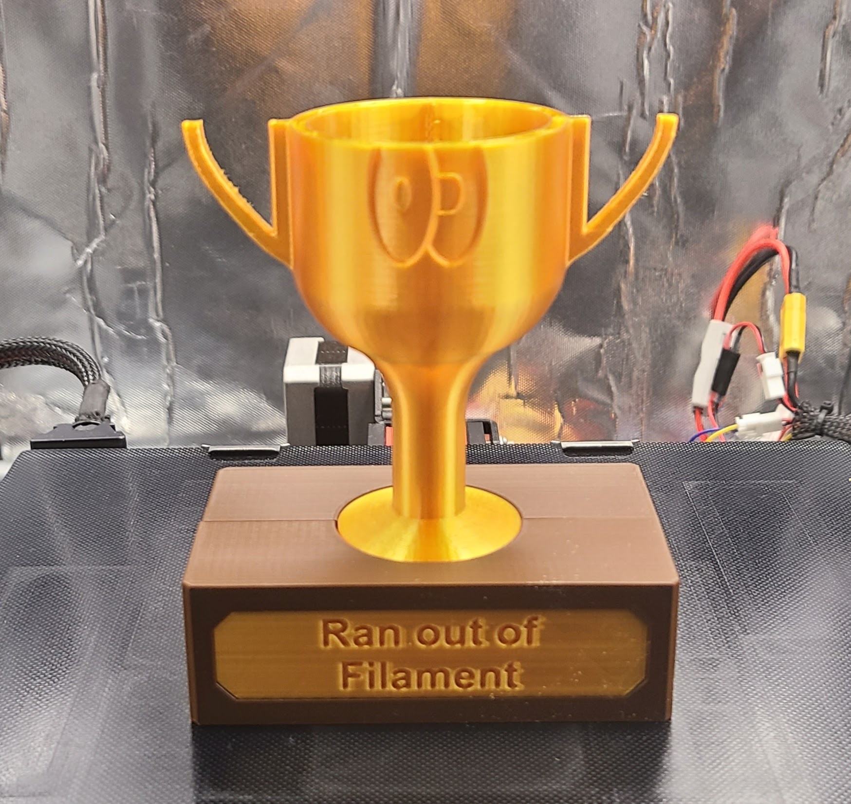 3D  Printing Trophy: Ran Out of Filament
