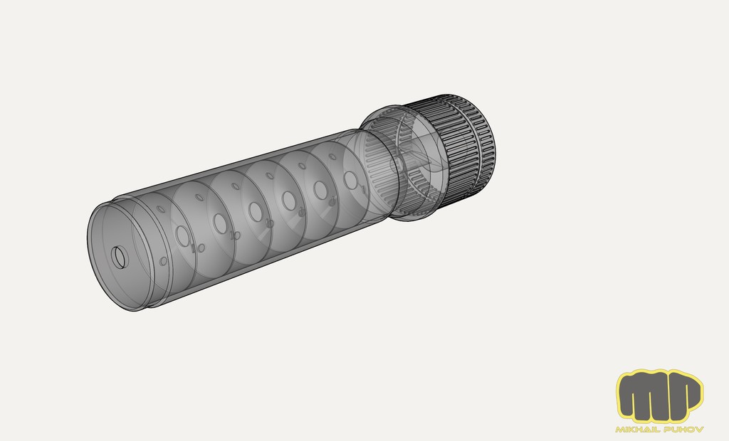 Silencer for AK47 (AKM, AKSU, AK74) on adapter