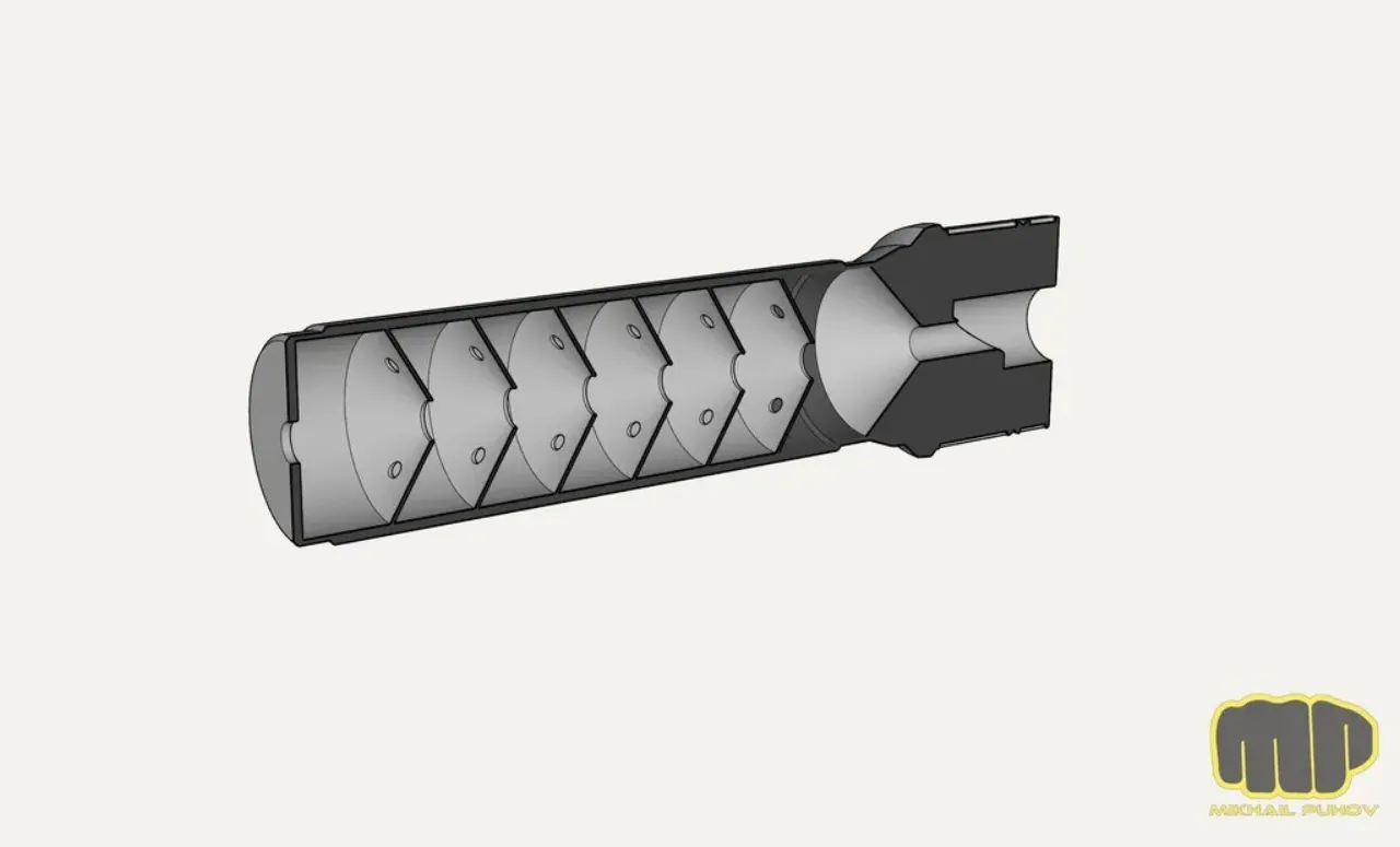 Silencer for AK47 (AKM, AKSU, AK74) on adapter by MFTuning